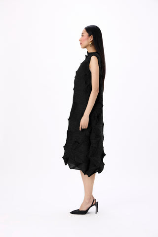 Mona 3D Sleeveless Dress - Black