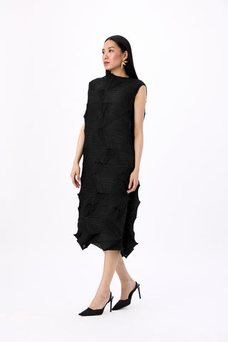 Mona 3D Sleeveless Dress - Black