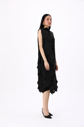Mona 3D Sleeveless Dress - Black