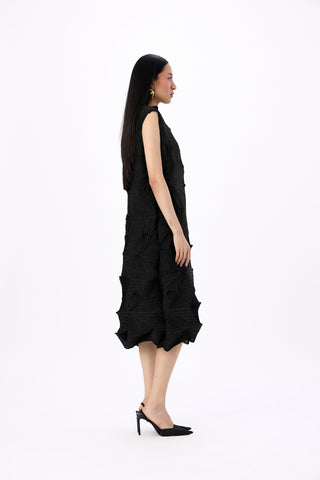 Mona 3D Sleeveless Dress - Black