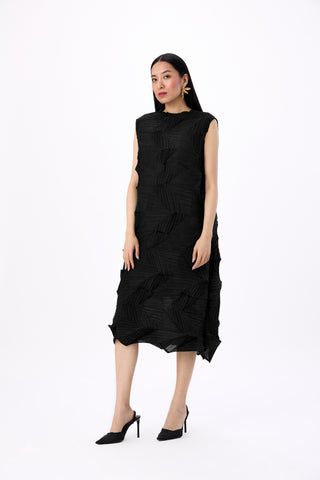 Mona 3D Sleeveless Dress - Black