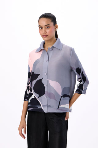 Edith Floral Shirt - Grey & Pink