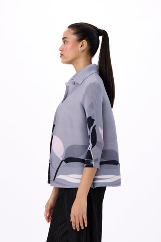 Edith Floral Shirt - Grey & Pink