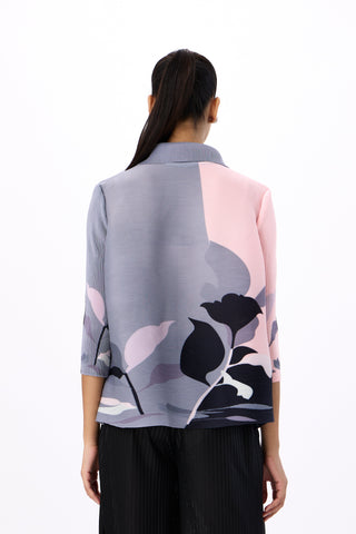 Edith Floral Shirt - Grey & Pink