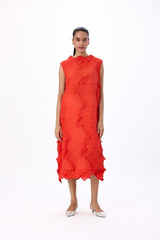 Mona 3D Dress - Bright Orange