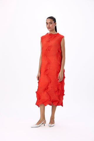 Mona 3D Dress - Bright Orange