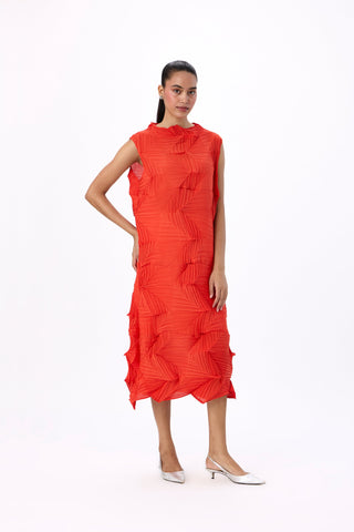Mona 3D Dress - Bright Orange