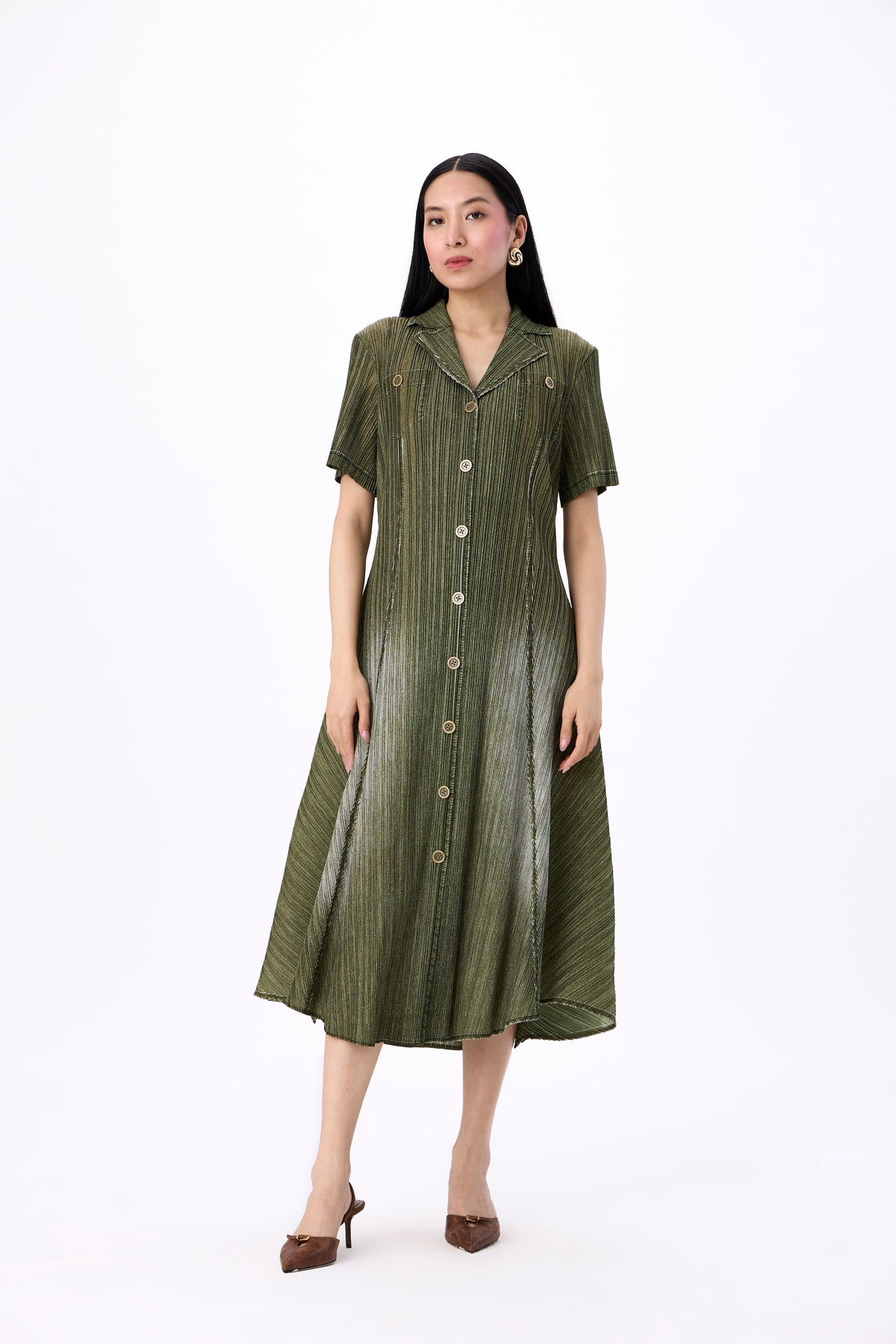 Levy Denim Shirt Dress - Olive