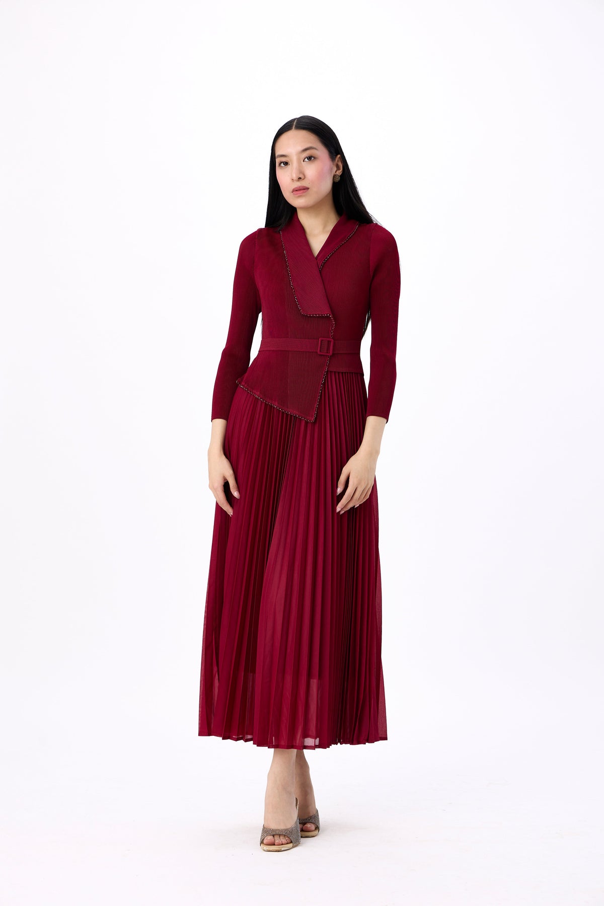 Abigail Wrap Dress - Maroon