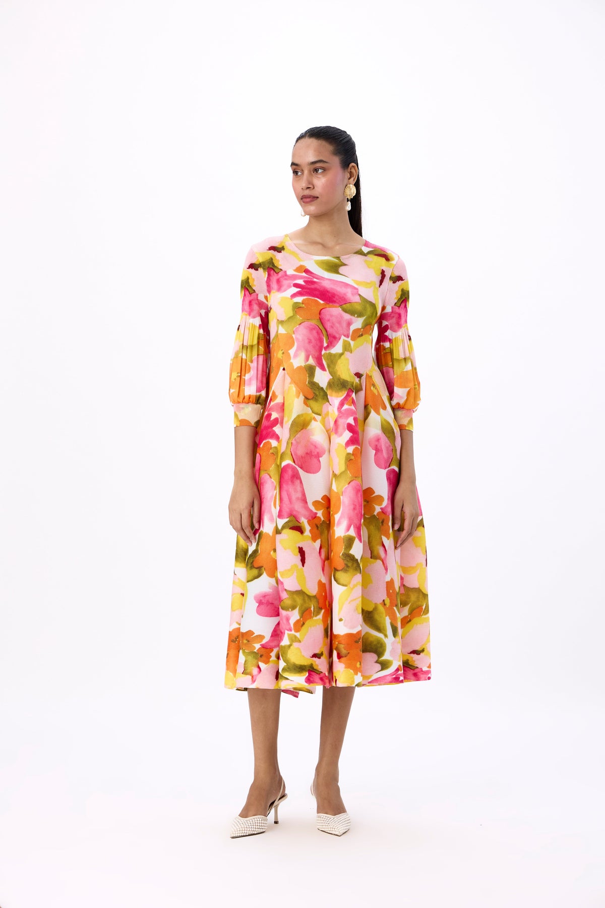 Meadow Peplum Dress - Orange
