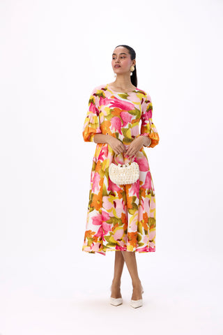 Meadow Peplum Dress - Orange