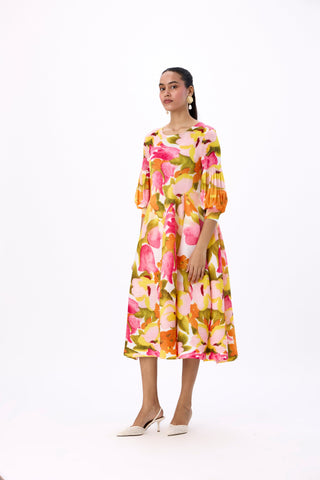 Meadow Peplum Dress - Orange