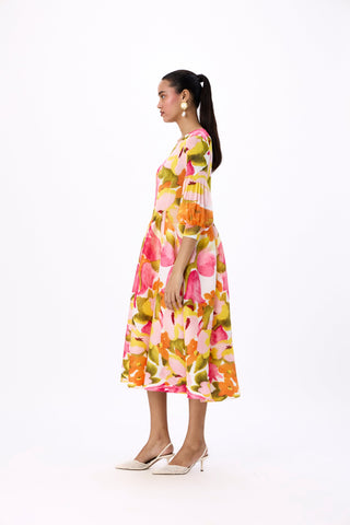 Meadow Peplum Dress - Orange