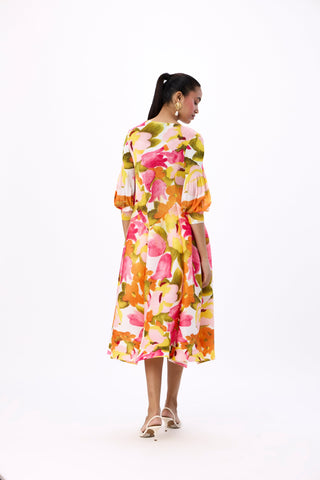 Meadow Peplum Dress - Orange