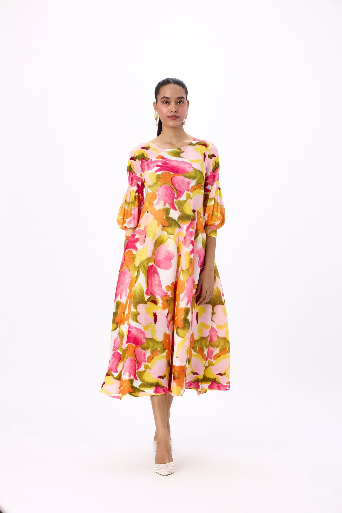 Meadow Peplum Dress - Orange