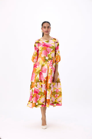 Meadow Peplum Dress - Orange