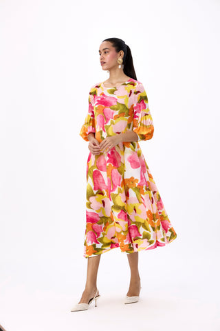 Meadow Peplum Dress - Orange