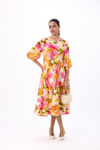 Meadow Peplum Dress - Orange