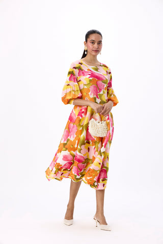 Meadow Peplum Dress - Orange