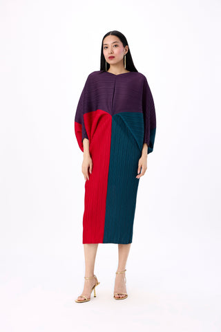 Aika Colourblock Dress - Purple, Teal, Red