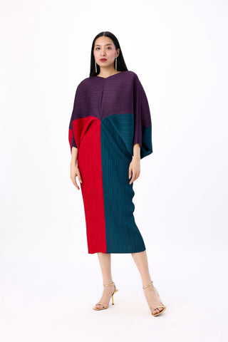Aika Colourblock Dress - Purple, Teal, Red