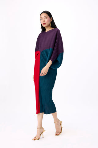 Aika Colourblock Dress - Purple, Teal, Red