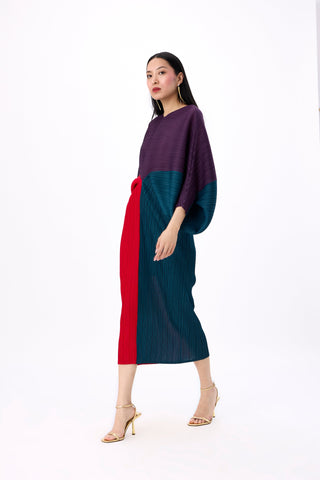 Aika Colourblock Dress - Purple, Teal, Red