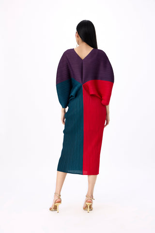 Aika Colourblock Dress - Purple, Teal, Red