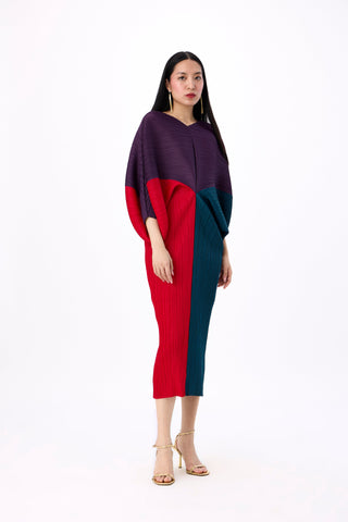 Aika Colourblock Dress - Purple, Teal, Red