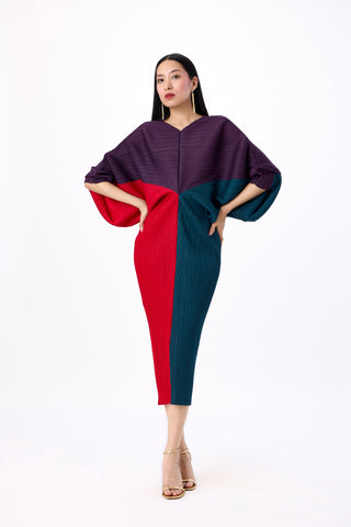 Aika Colourblock Dress - Purple, Teal, Red