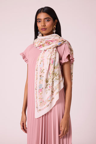 Floral Printed Scarf - Ivory