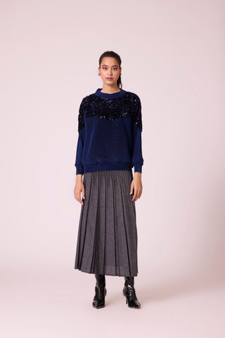 Corene Velvet Top - Midnight Navy