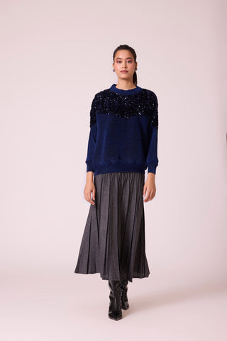 Corene Velvet Top - Midnight Navy