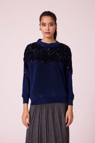Corene Velvet Top - Midnight Navy