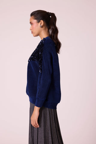 Corene Velvet Top - Midnight Navy