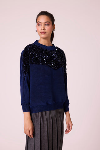 Corene Velvet Top - Midnight Navy