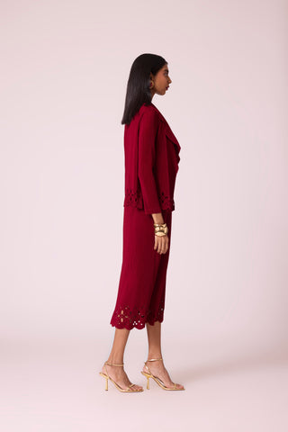 Delphine Overlay Dress - Dark Red
