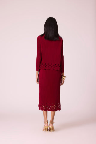Delphine Overlay Dress - Dark Red