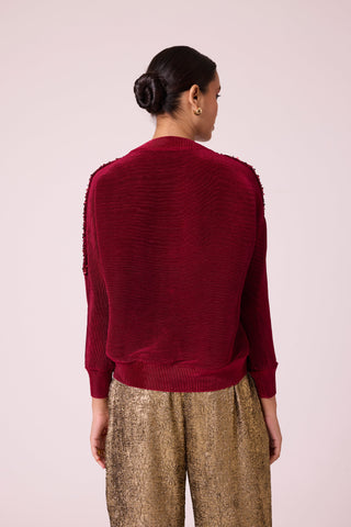 Corene Velvet Top - Dark Red