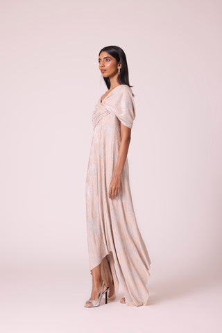 Juliana Dress - Beige & Silver