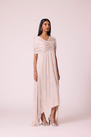 Juliana Dress - Beige & Silver