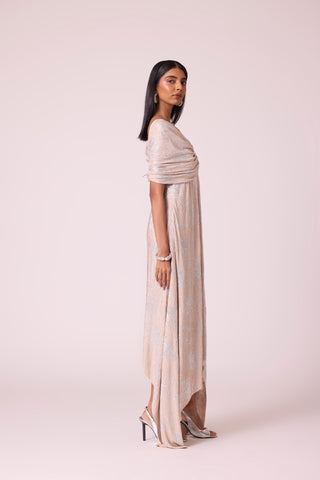 Juliana Dress - Beige & Silver