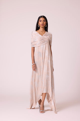 Juliana Dress - Beige & Silver
