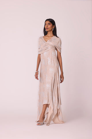 Juliana Dress - Beige & Silver