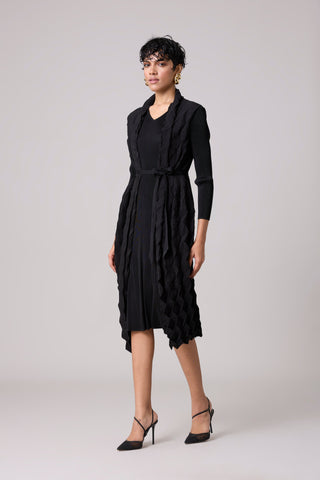 Paula Textured Overlay Dress - Black