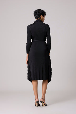 Paula Textured Overlay Dress - Black