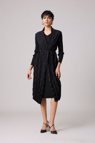 Paula Textured Overlay Dress - Black