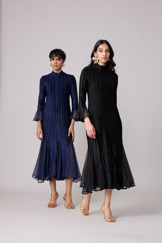 Briana Velvet Dress - Navy