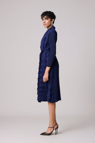 Paula Textured Overlay Dress - Navy