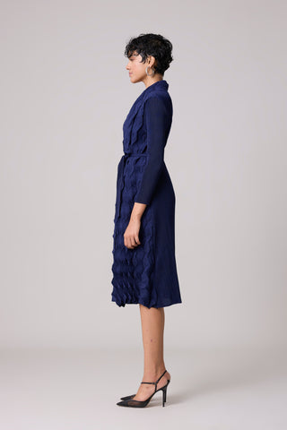 Paula Textured Overlay Dress - Navy